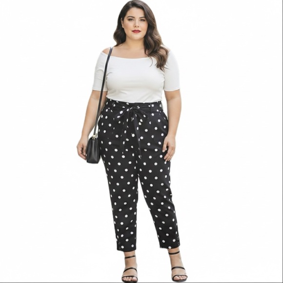 New York & Company Pants - New York & Company 7th Avenue Polka Dot Tie-Waist Ankle Pants - XL NWT